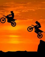 Motorcyclists Silhouette Paint By Numbers