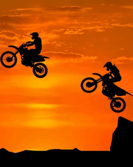 Motorcyclists Silhouette Paint By Numbers