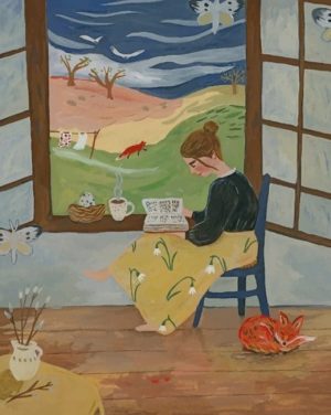 Nerdy Woman Reading Paint By Numbers