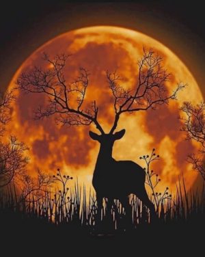 Moonlight Deer Silhouette Paint By Numbers
