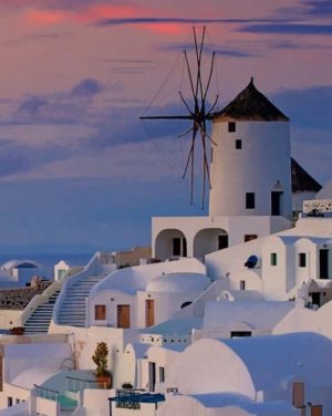 Oia Santorini Windmill Paint By Numbers