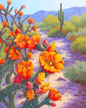 Orange Flowers Cactus Paint By Numbers