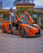 Orange Lamborghini Car Paint By Numbers