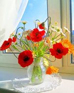 Orange Red Poppies Vase Paint By Numbers