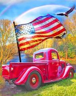 Truck And US Flag Paint By Numbers
