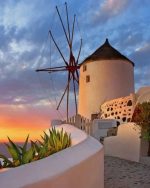 Santorini Greece Windmill Paint By Numbers