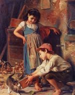 Siblings With Cat Paint By Numbers