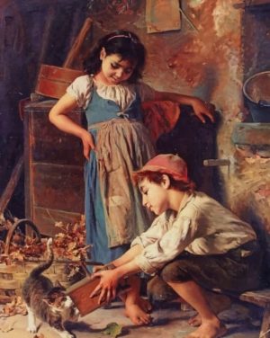 Siblings With Cat Paint By Numbers