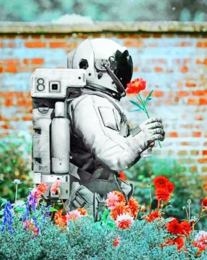 Space Man With Flowers Paint By Numbers