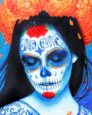 Blue Sugar Skull Woman Paint By Numbers