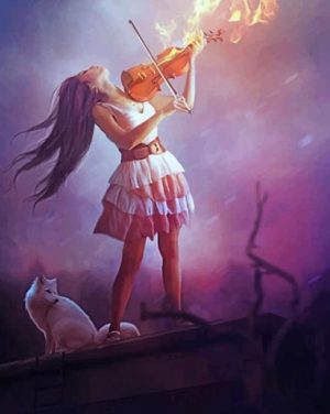 Violinist And Cat Paint By Numbers