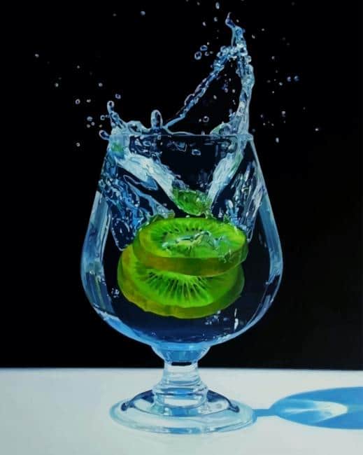 Kiwi Fruit In Water Glass Paint By Numbers