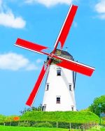 White Red Windmill Paint By Numbers