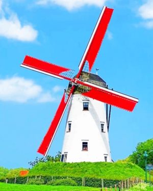 White Red Windmill Paint By Numbers