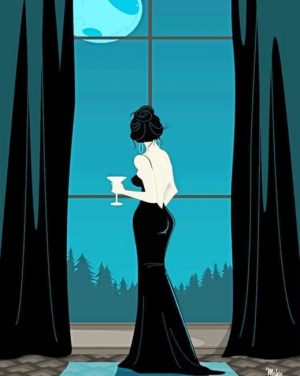 Lady In Black Dress Paint By Numbers