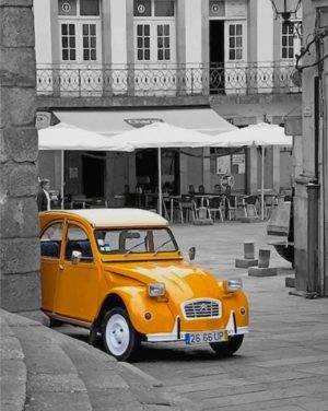 Yellow Vintage Car Paint By Numbers