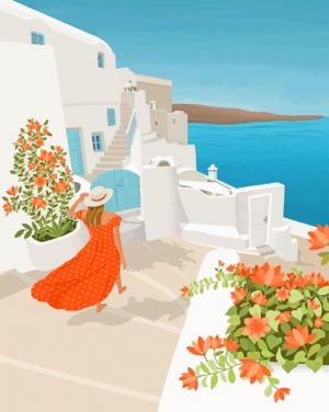 Girl In Santorini Paint By Numbers