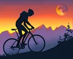 Mountain Biker Silhouette Paint By Numbers