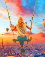 Girl Swinging In Paris Paint By Numbers