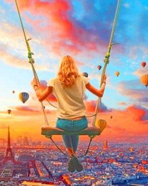 Girl Swinging In Paris Paint By Numbers