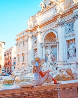 Girl In Trevi Fountain Paint By Numbers