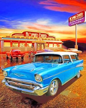 Blue Chevy Bel Air Paint By Numbers