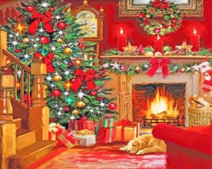 Christmas Fireplace Paint By Numbers