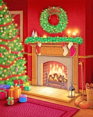 Merry Christmas Fireplace Paint By Numbers