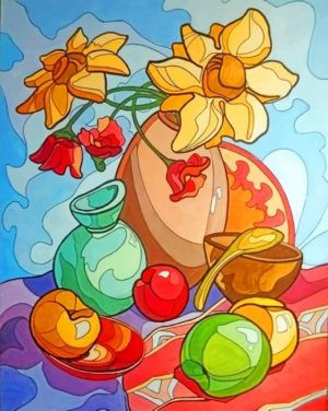 Flowers Vase And Apples Paint By Numbers