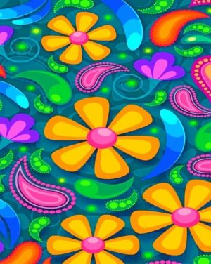 Illustration Colorful Flowers Paint By Numbers