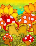 Mushrooms And Sunflowers Paint By Numbers