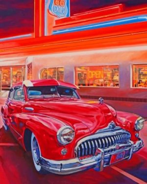 Vintage Red Car Paint by numbers