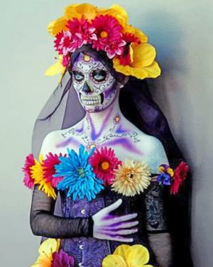 Floral Sugar Skull Woman Paint By Numbers