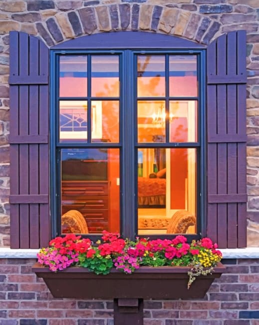 Window And Flowers Paint By Numbers