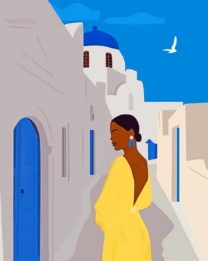 Black Woman In Santorini Paint By Numbers