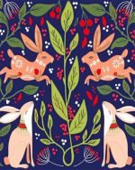 Folk Art Bunnies Paint By Numbers