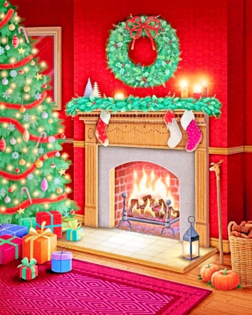 Christmas Fireplace Paint By Numbers
