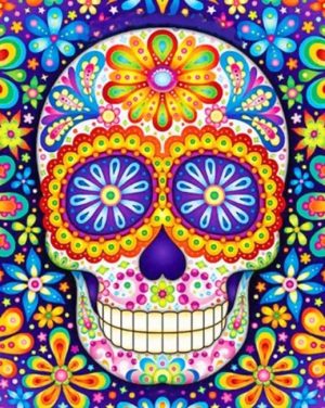Floral Colorful Skull Paint By Numbers