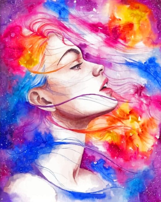 Colorful Space Girl Paint By Numbers