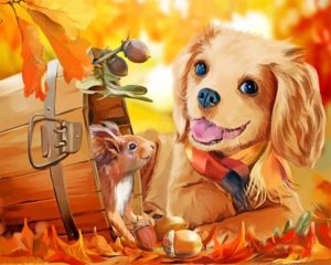 Dog And Squirrel Paint By Numbers