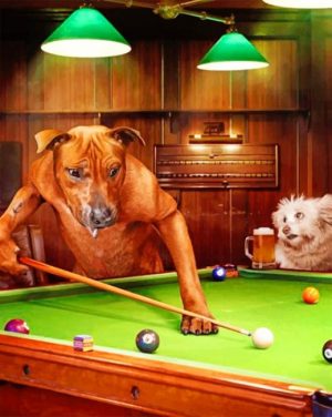 Dogs Playing Pool Paint By Numbers