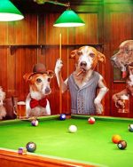 Dogs Playing Pool Paint By Numbers