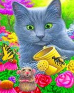 Grey Cat And Mouse Paint By Numbers