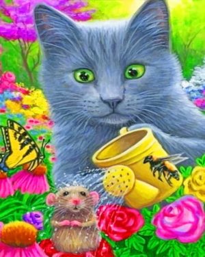 Grey Cat And Mouse Paint By Numbers
