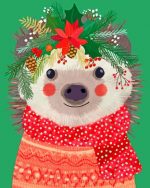 Christmas Hedgehog Paint By Numbers
