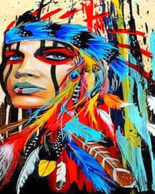 Colorful Native Indian Woman Paint By Numbers