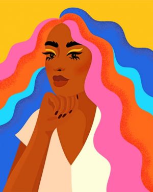 Woman With Colorful Hair Paint By Numbers