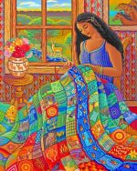Latino Woman Quilting Paint By Numbers