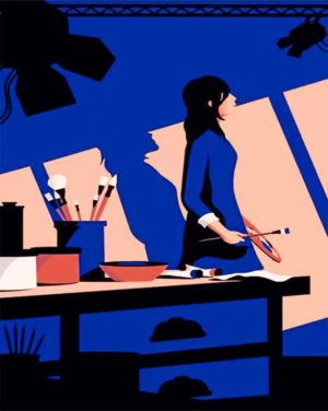 Illustration Artist Girl Paint By Numbers