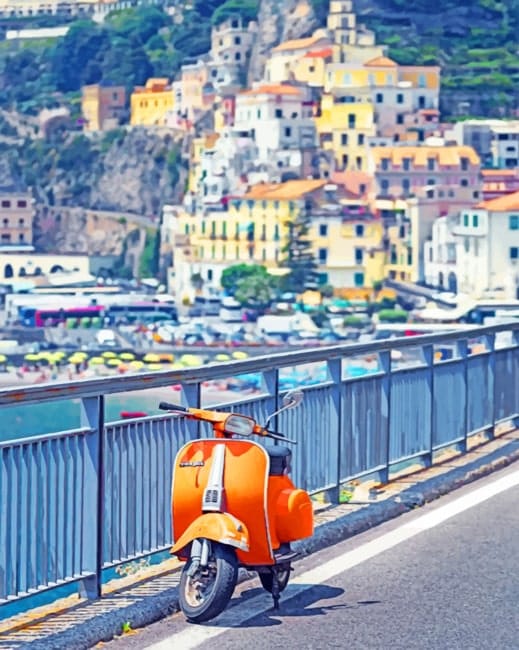 Orange Vespa Paint By Numbers